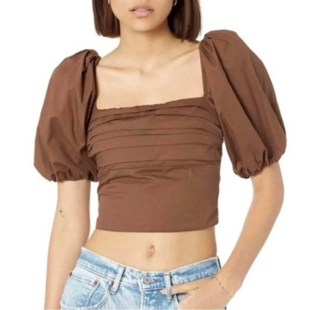 Abercrombie & Fitch Size small brown Puff Sleeve Square Neck